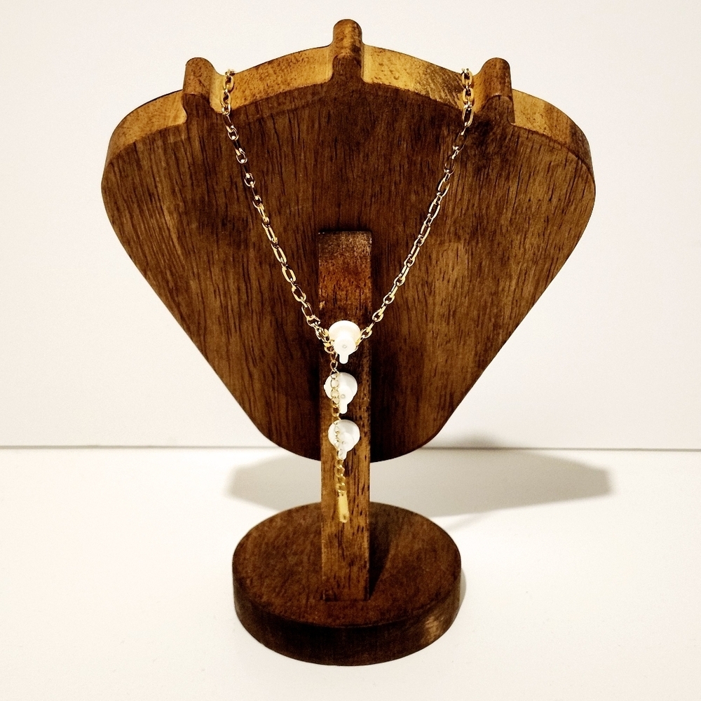 *4 for $30* Gold Toned Stainless Steel Tear Drop Pendant Necklace - Picture 3 of 4